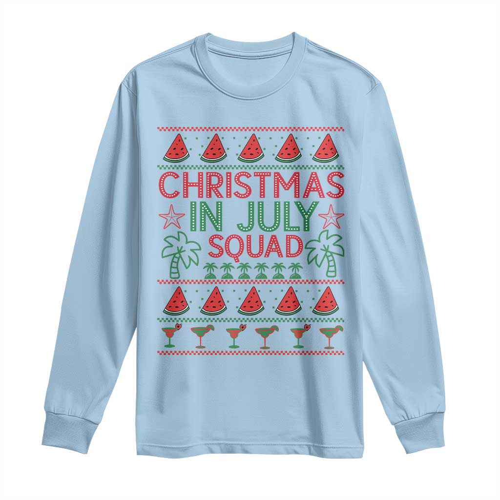 Christmas In July Squad Long Sleeve Shirt Tropical Beach Party Graphic