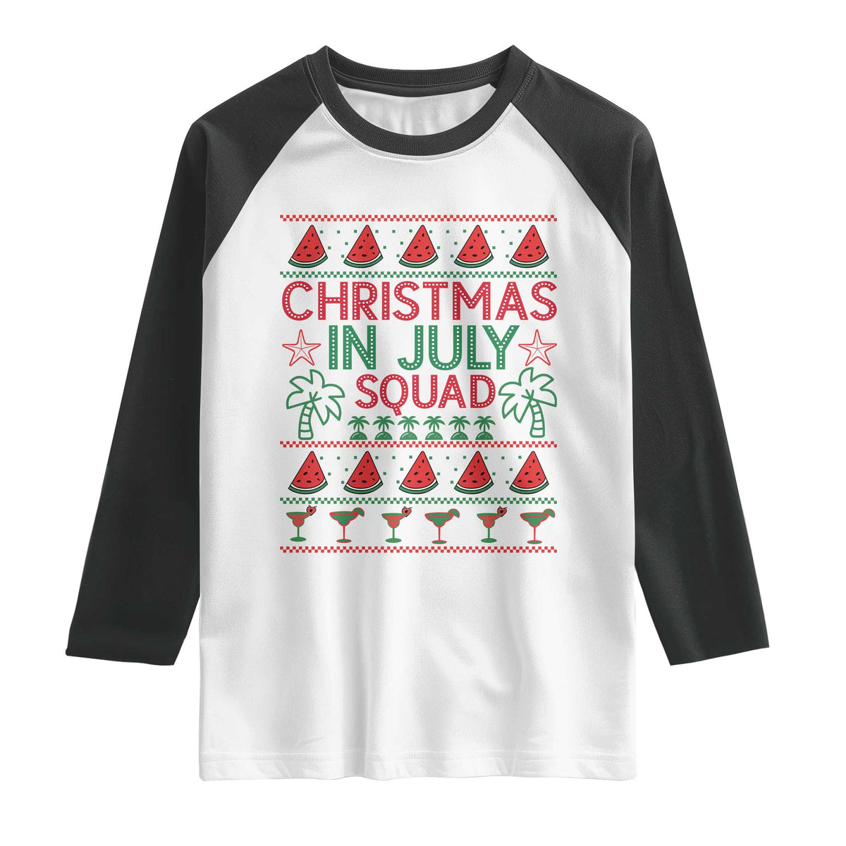 Christmas In July Squad Raglan Shirt Tropical Beach Party Graphic