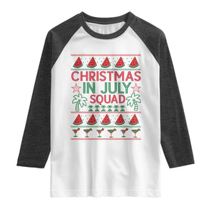 Christmas In July Squad Raglan Shirt Tropical Beach Party Graphic