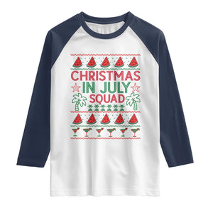 Christmas In July Squad Raglan Shirt Tropical Beach Party Graphic