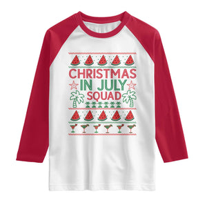 Christmas In July Squad Raglan Shirt Tropical Beach Party Graphic