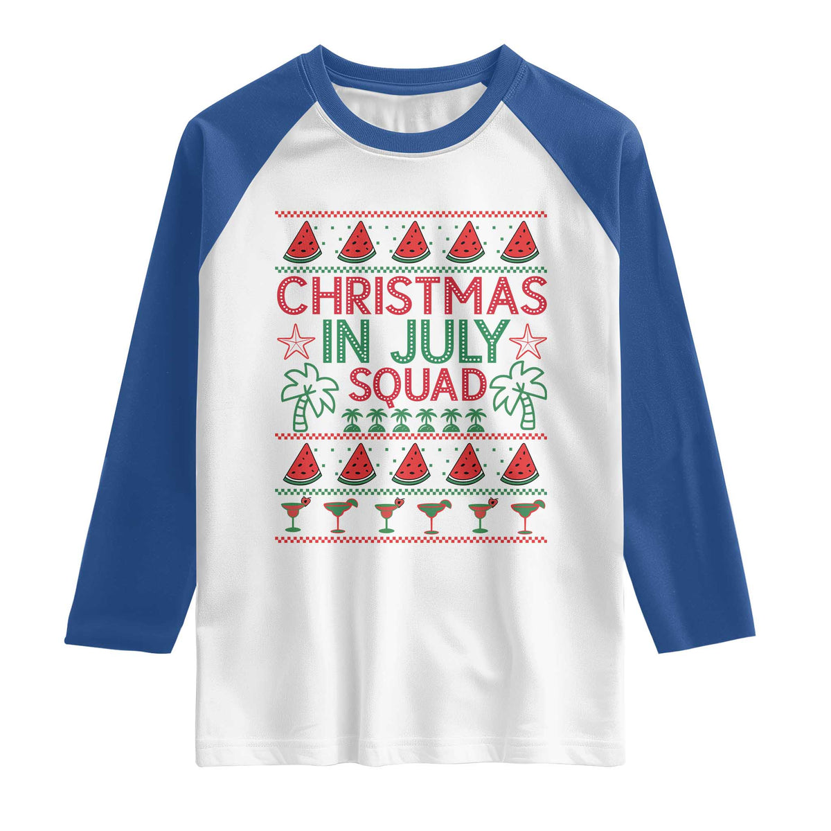 Christmas In July Squad Raglan Shirt Tropical Beach Party Graphic