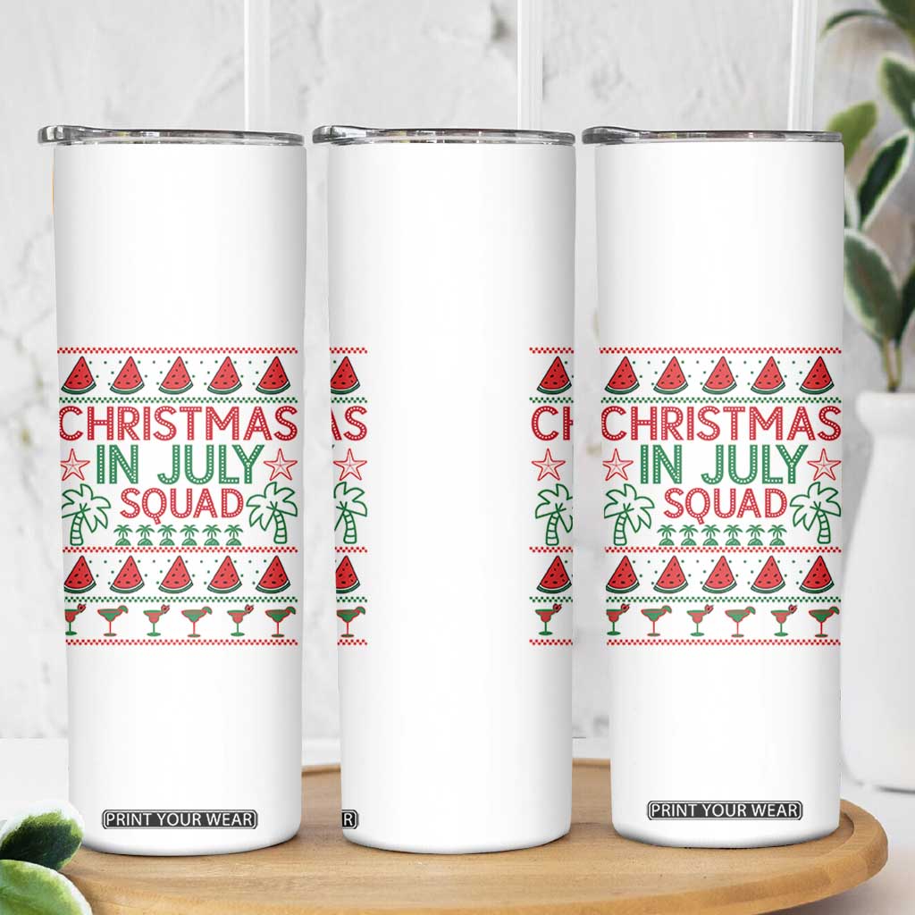 Christmas In July Squad Skinny Tumbler Tropical Beach Party Graphic