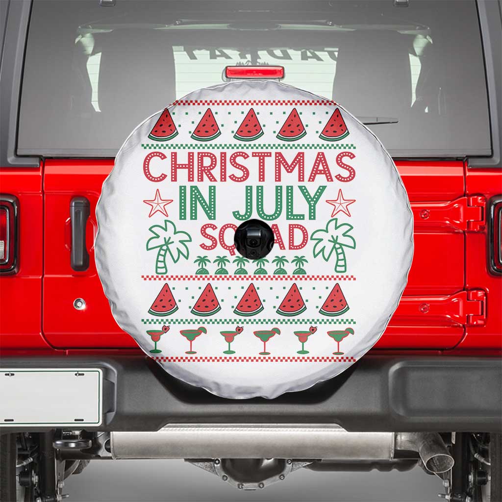 Christmas In July Squad Spare Tire Cover Tropical Beach Party Graphic