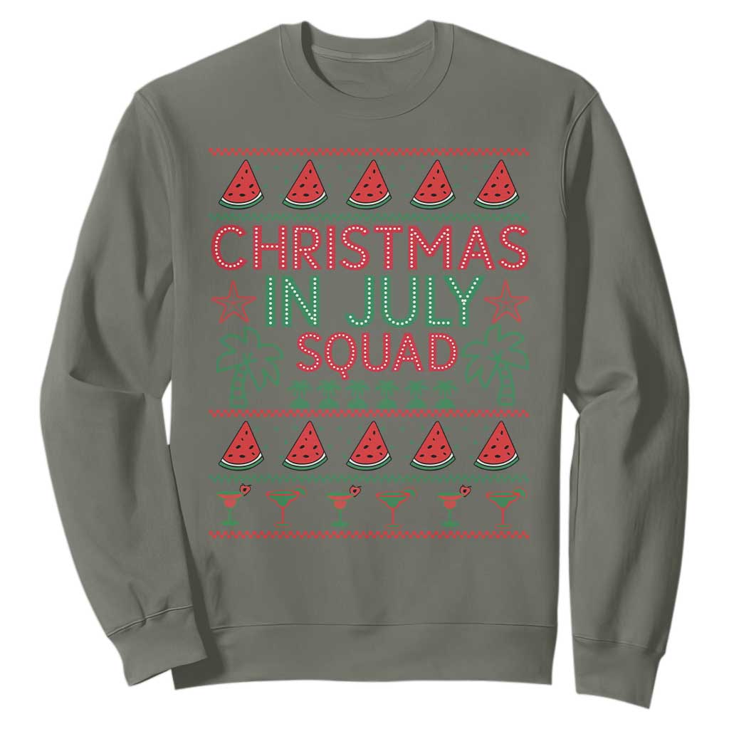 Christmas In July Squad Sweatshirt Tropical Beach Party Graphic