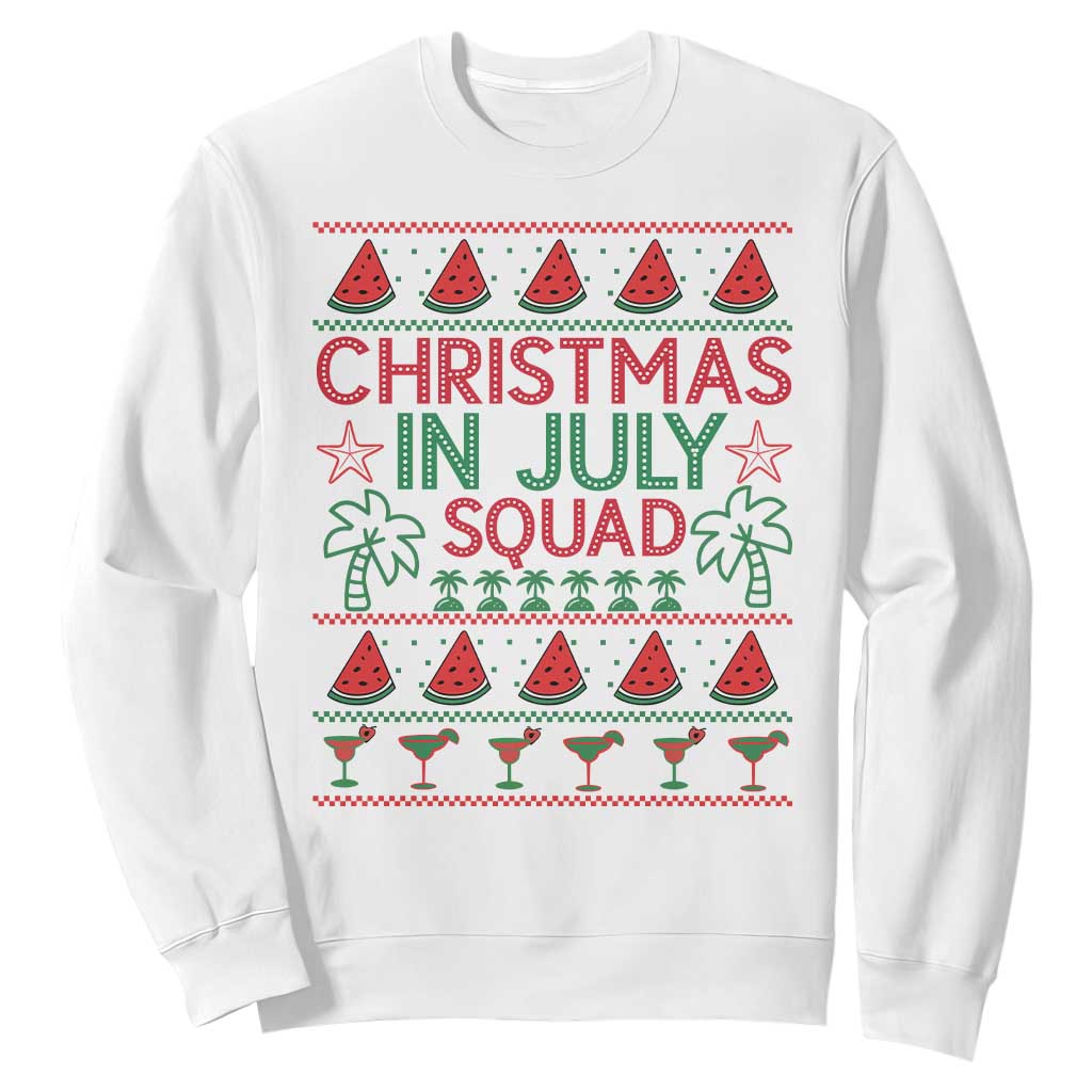 Christmas In July Squad Sweatshirt Tropical Beach Party Graphic