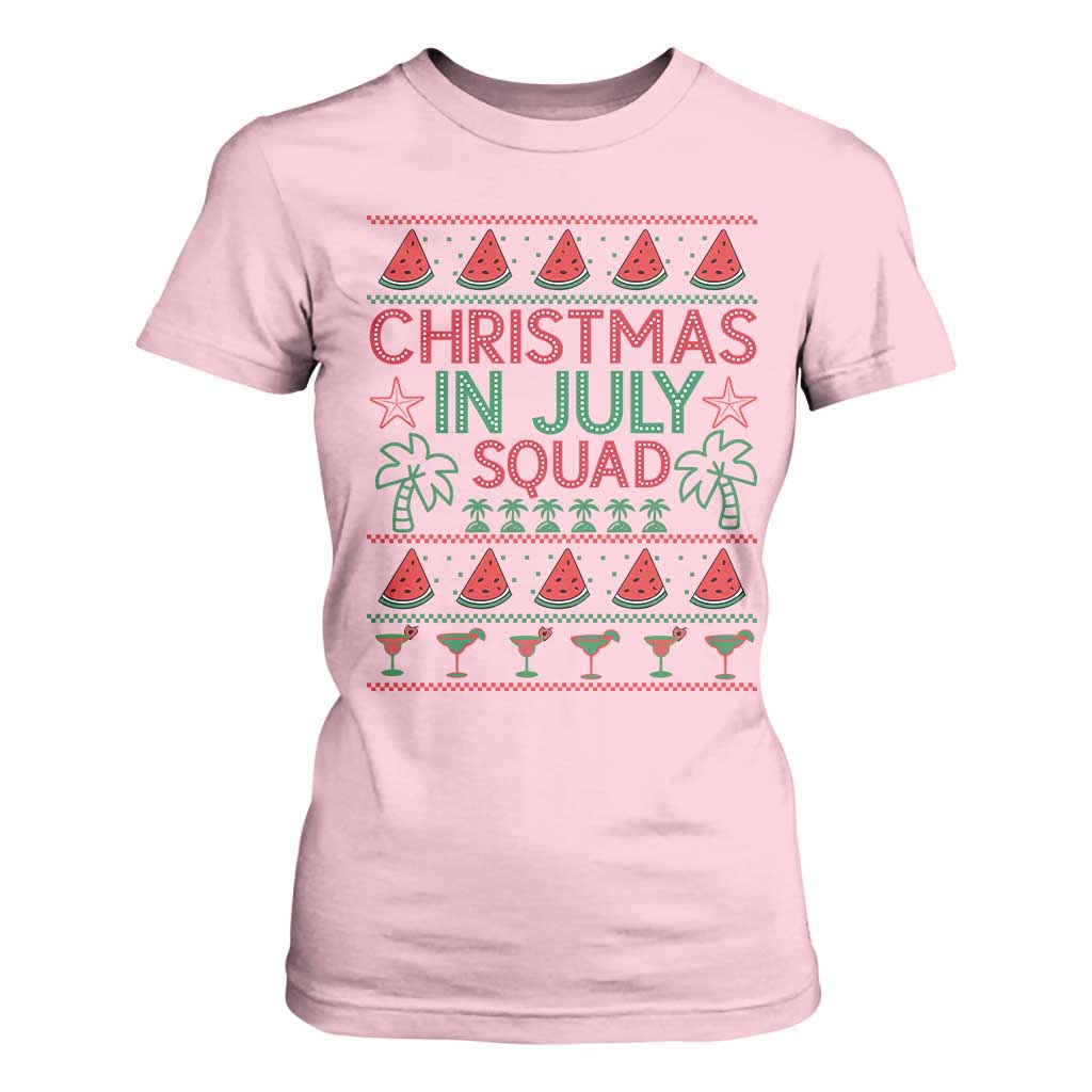 Christmas In July Squad T Shirt For Women Tropical Beach Party Graphic