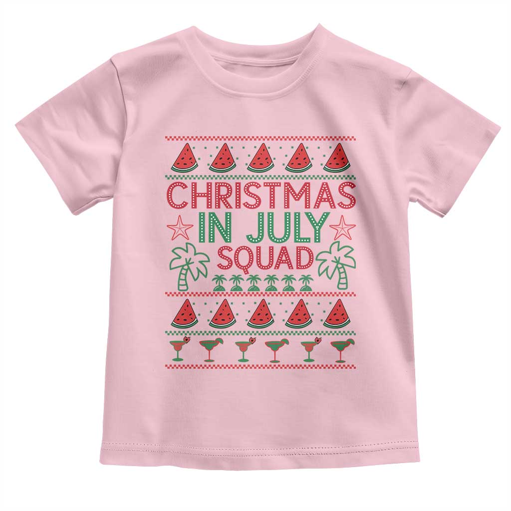 Christmas In July Squad Toddler T Shirt Tropical Beach Party Graphic TS12 Light Pink Print Your Wear