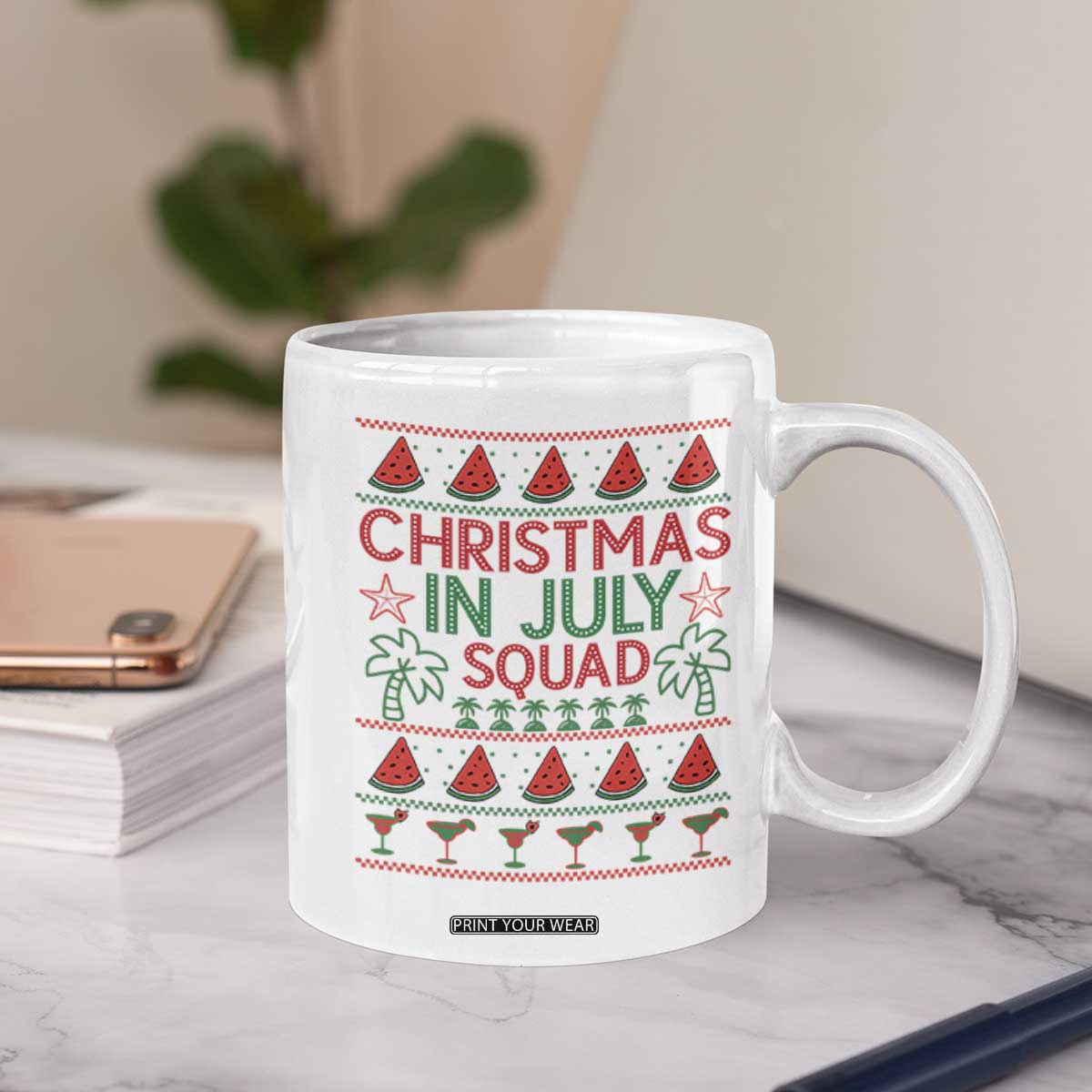 Christmas In July Squad Coffee Mug Tropical Beach Party Graphic