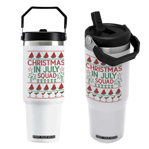 Christmas In July Squad Flip Straw Tumbler Tropical Beach Party Graphic