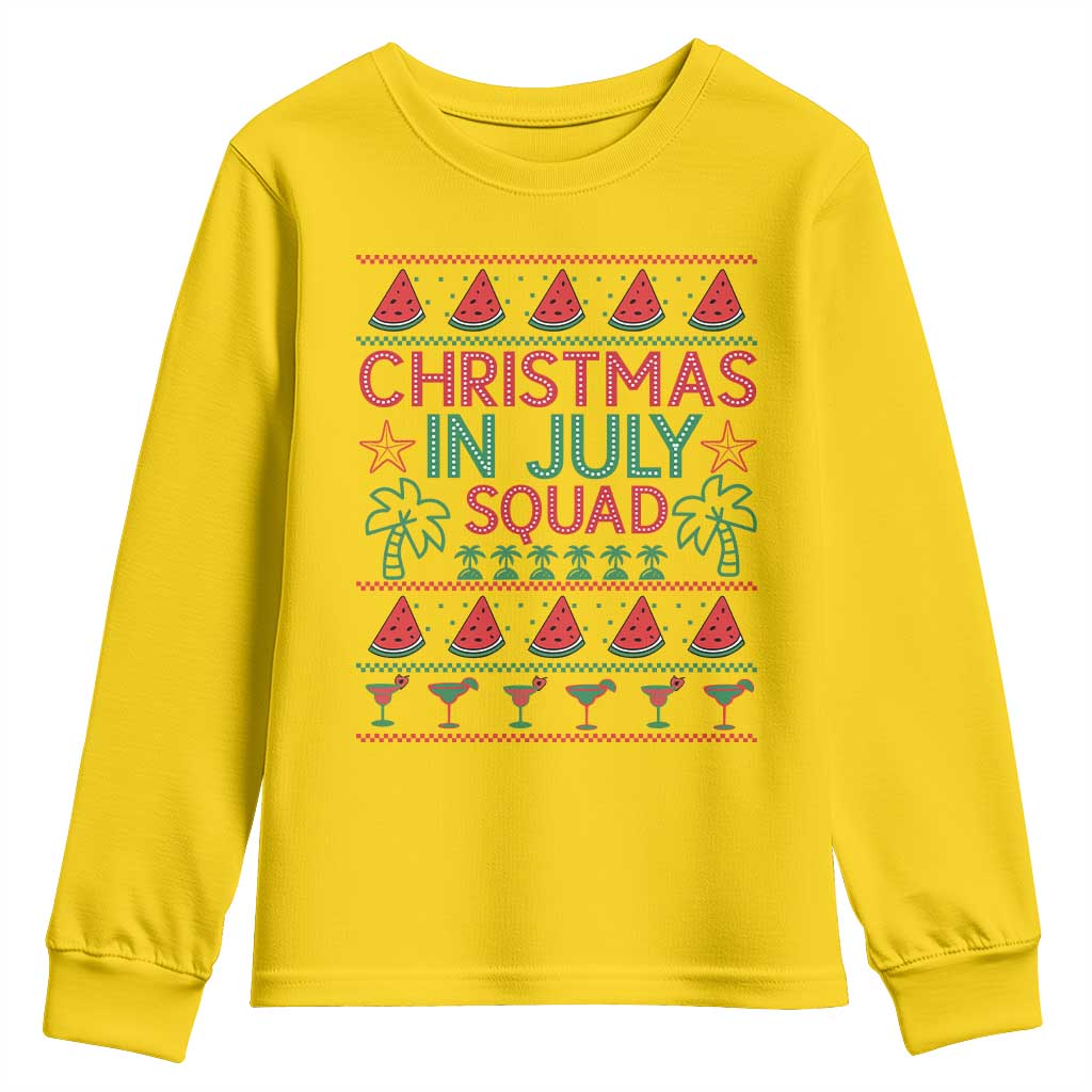 Christmas In July Squad Youth Sweatshirt Tropical Beach Party Graphic