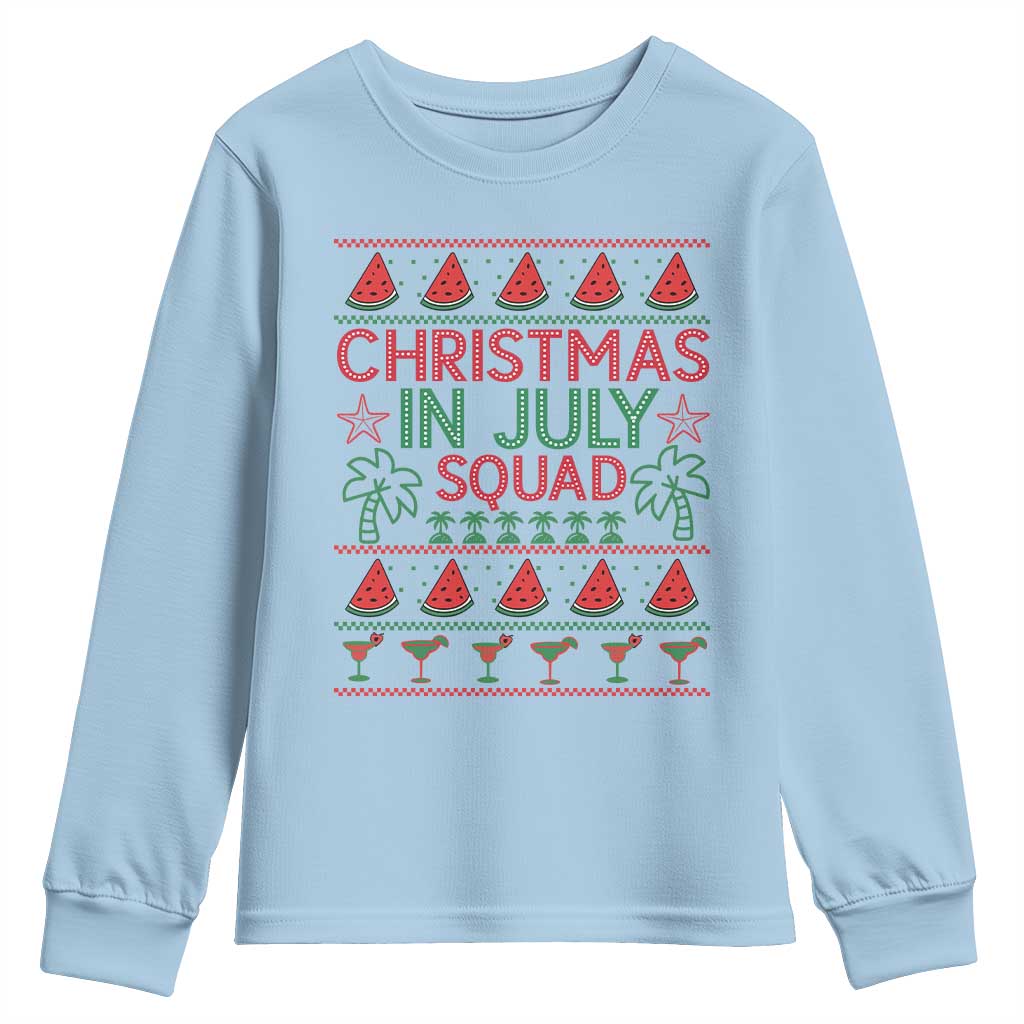 Christmas In July Squad Youth Sweatshirt Tropical Beach Party Graphic