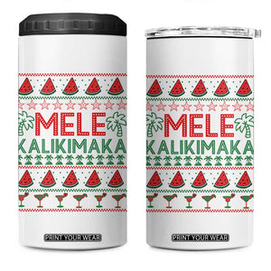Mele Kalikimaka 4 in 1 Can Cooler Tumbler Hawaiian Ugly Christmas Sweater