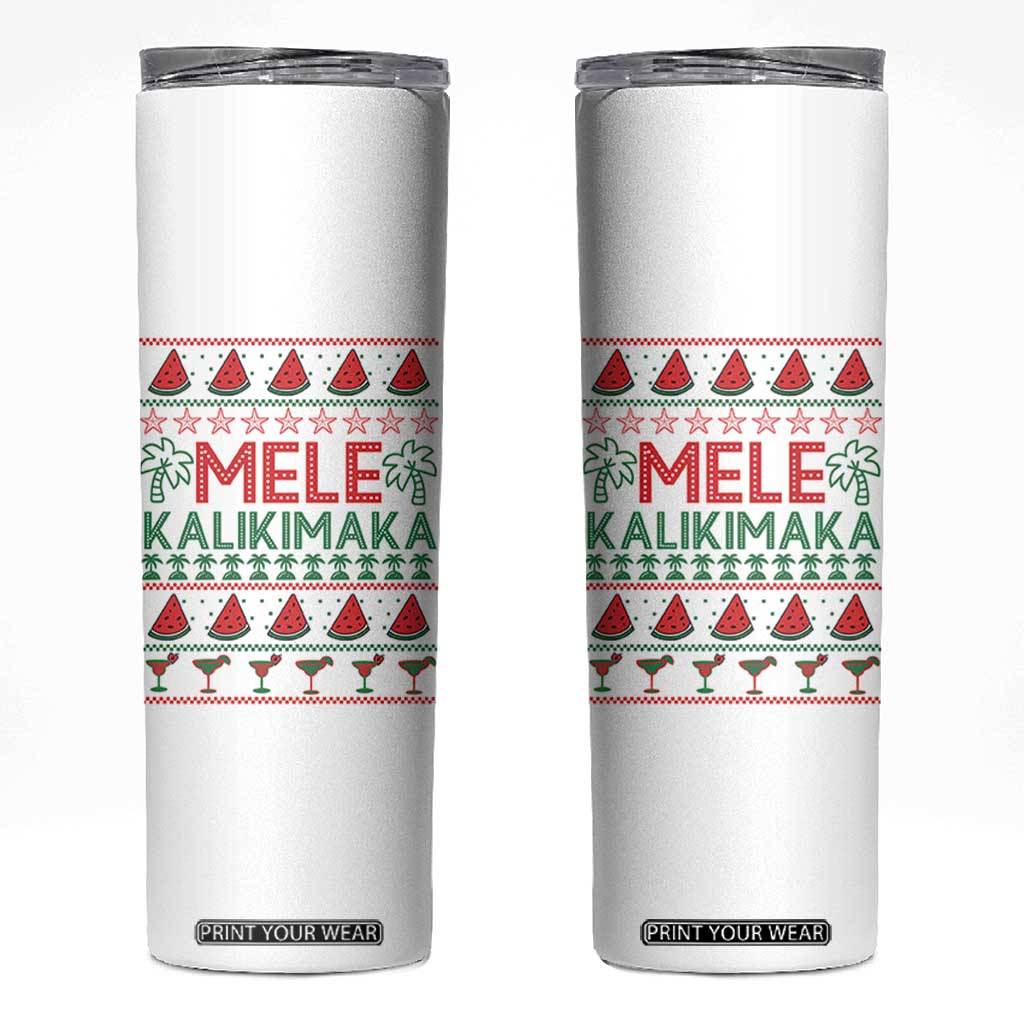 Mele Kalikimaka Skinny Tumbler Hawaiian Ugly Christmas Sweater TS12 White Print Your Wear