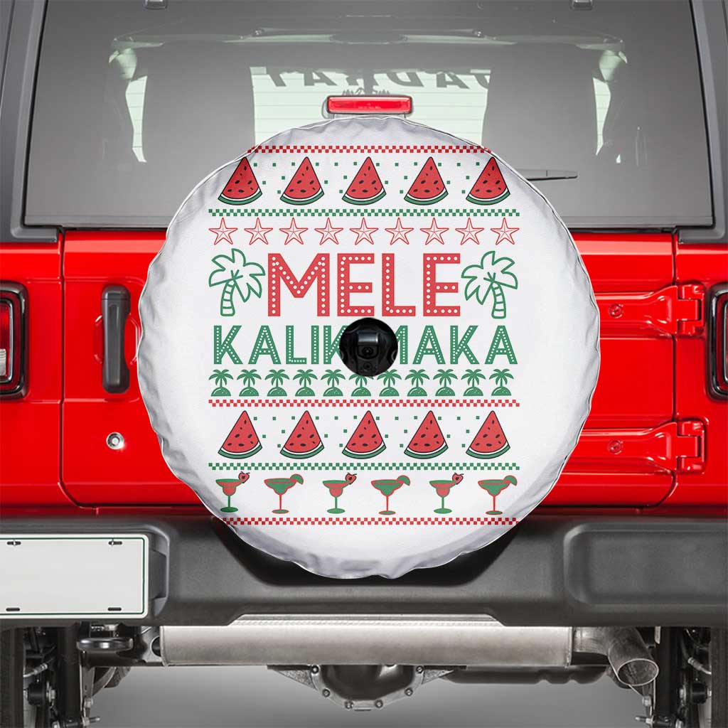 Mele Kalikimaka Spare Tire Cover Hawaiian Ugly Christmas Sweater TS12 White Print Your Wear