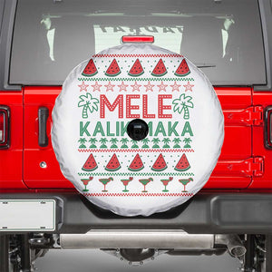 Mele Kalikimaka Spare Tire Cover Hawaiian Ugly Christmas Sweater TS12 White Print Your Wear