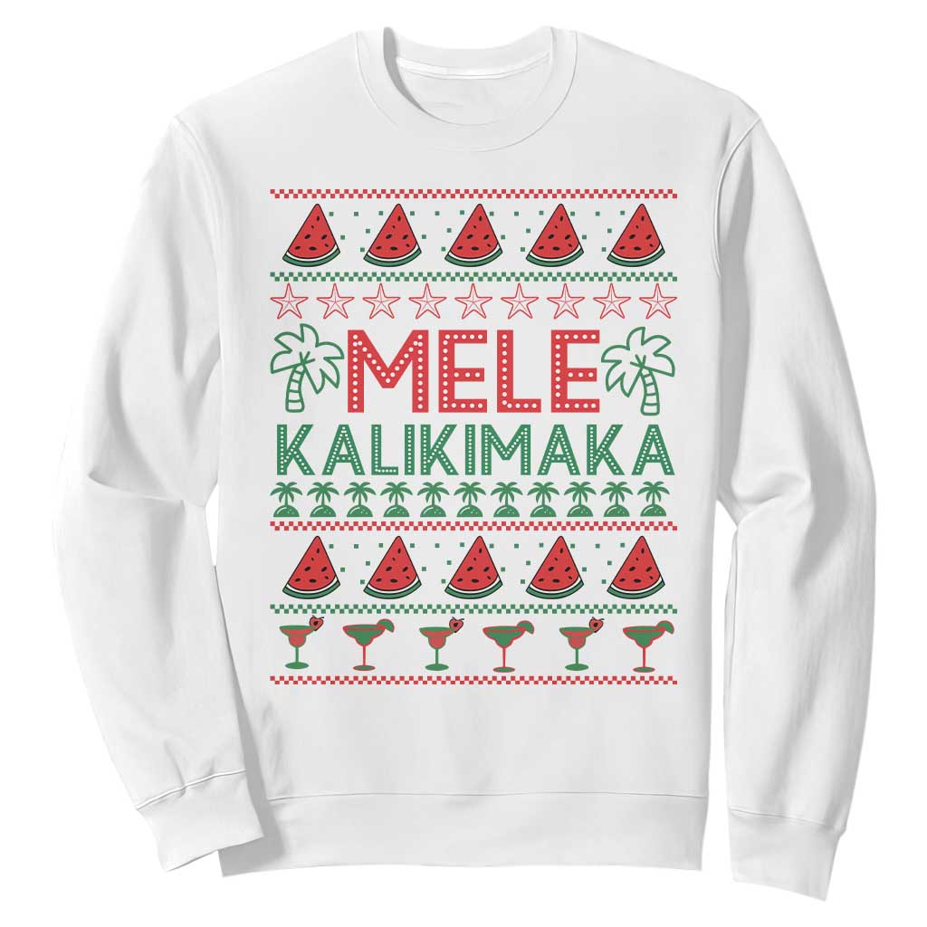 Mele Kalikimaka Sweatshirt Hawaiian Ugly Christmas Sweater TS12 White Print Your Wear