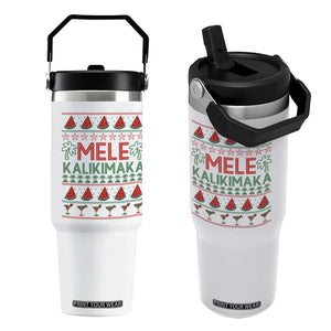 Mele Kalikimaka Flip Straw Tumbler Hawaiian Ugly Christmas Sweater