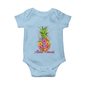 Tropical Floral Pineapple Aloha Hawaii Baby Onesie Hawaiian Island Vacation Graphic TS12 Light Blue Print Your Wear