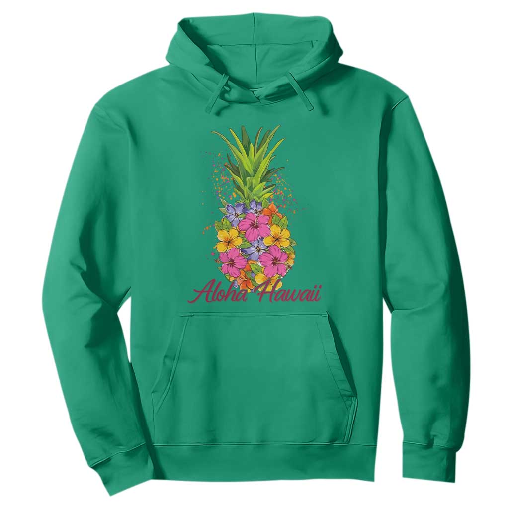 Tropical Floral Pineapple Aloha Hawaii Hoodie Hawaiian Island Vacation Graphic