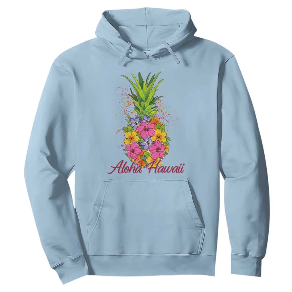 Tropical Floral Pineapple Aloha Hawaii Hoodie Hawaiian Island Vacation Graphic