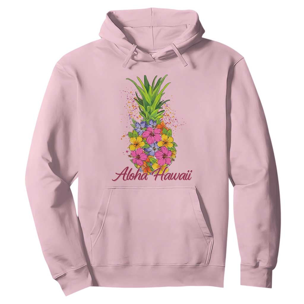 Tropical Floral Pineapple Aloha Hawaii Hoodie Hawaiian Island Vacation Graphic