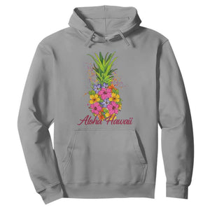 Tropical Floral Pineapple Aloha Hawaii Hoodie Hawaiian Island Vacation Graphic