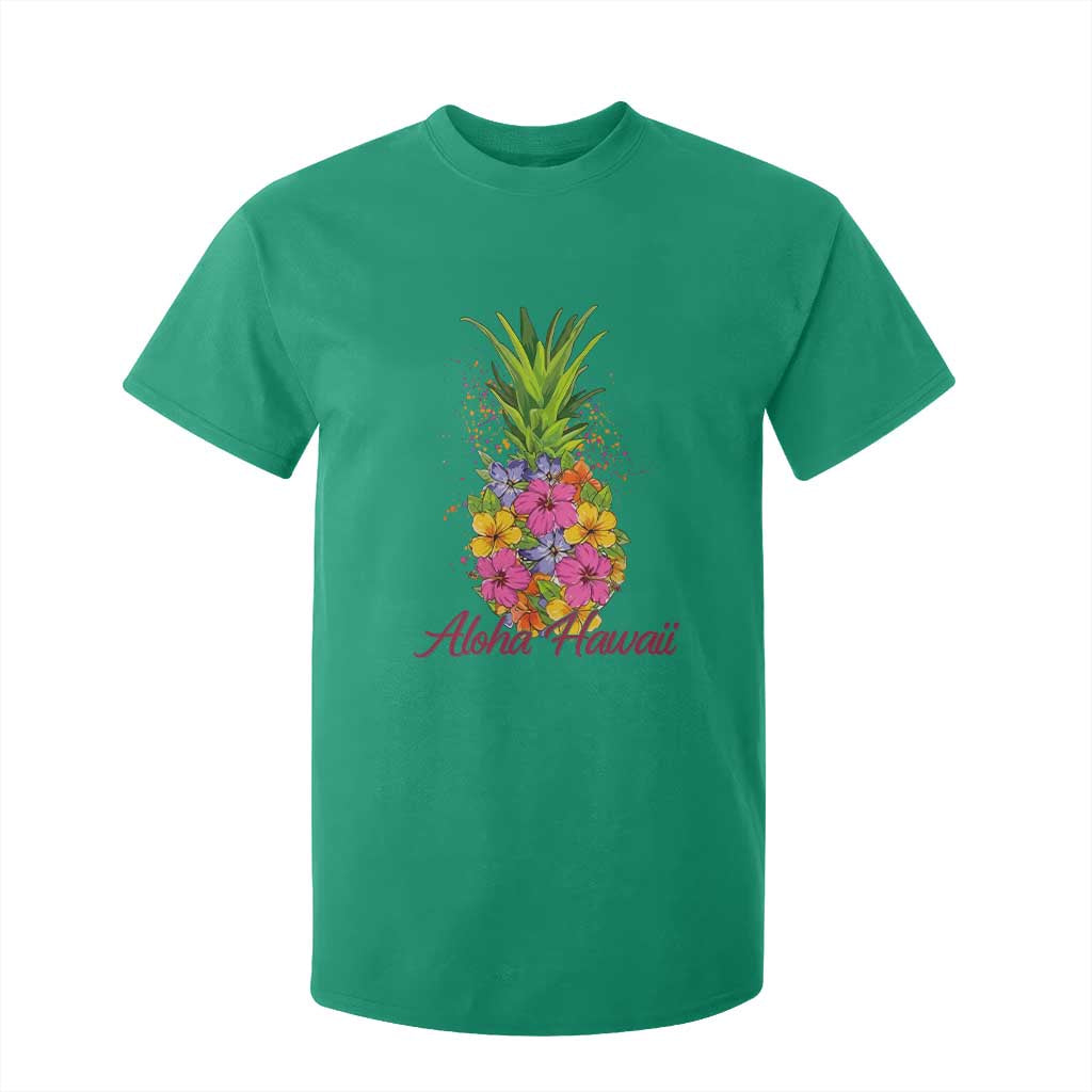 Tropical Floral Pineapple Aloha Hawaii T Shirt For Kid Hawaiian Island Vacation Graphic TS12 Irish Green Print Your Wear