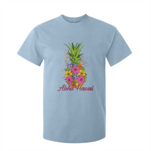 Tropical Floral Pineapple Aloha Hawaii T Shirt For Kid Hawaiian Island Vacation Graphic TS12 Light Blue Print Your Wear