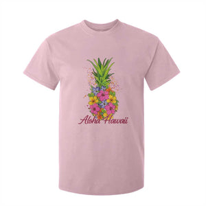 Tropical Floral Pineapple Aloha Hawaii T Shirt For Kid Hawaiian Island Vacation Graphic TS12 Light Pink Print Your Wear