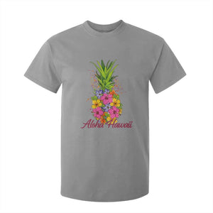 Tropical Floral Pineapple Aloha Hawaii T Shirt For Kid Hawaiian Island Vacation Graphic TS12 Sport Gray Print Your Wear