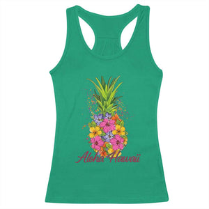 Tropical Floral Pineapple Aloha Hawaii Racerback Tank Top Hawaiian Island Vacation Graphic TS12 Irish Green Print Your Wear