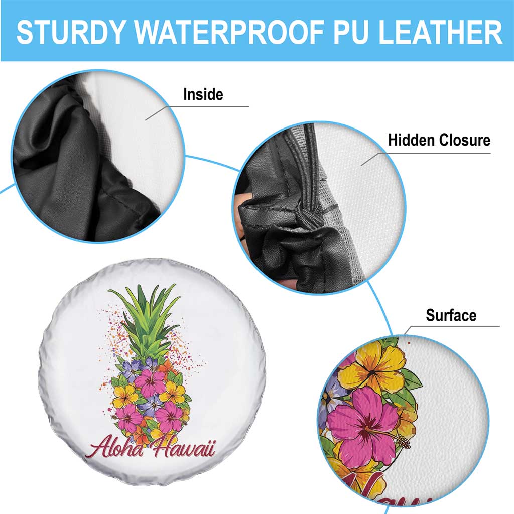 Tropical Floral Pineapple Aloha Hawaii Spare Tire Cover Hawaiian Island Vacation Graphic TS12 Print Your Wear