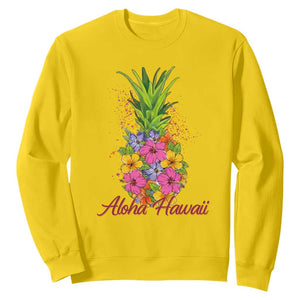 Tropical Floral Pineapple Aloha Hawaii Sweatshirt Hawaiian Island Vacation Graphic TS12 Daisy Print Your Wear