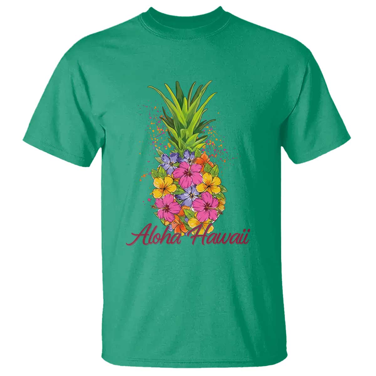Tropical Floral Pineapple Aloha Hawaii T Shirt Hawaiian Island Vacation Graphic TS12 Irish Green Print Your Wear