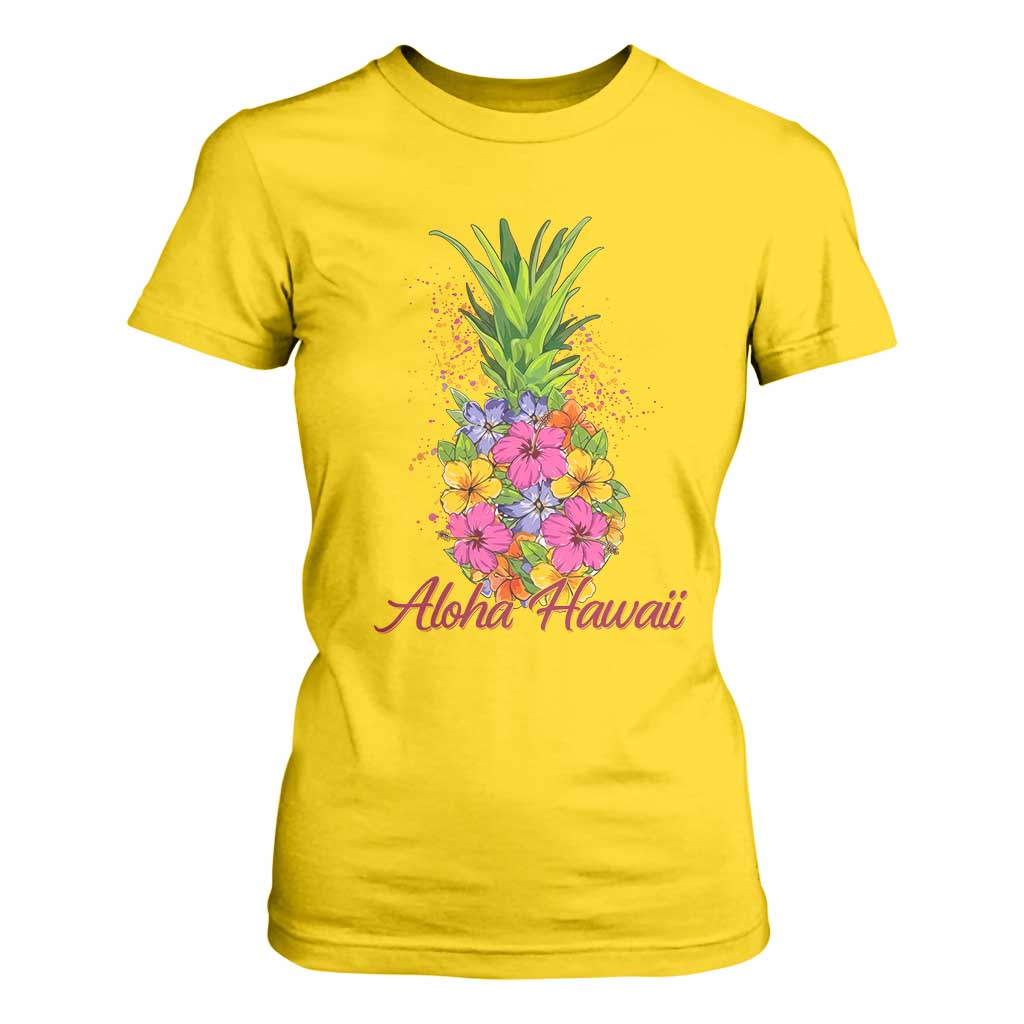 Tropical Floral Pineapple Aloha Hawaii T Shirt For Women Hawaiian Island Vacation Graphic TS12 Daisy Print Your Wear