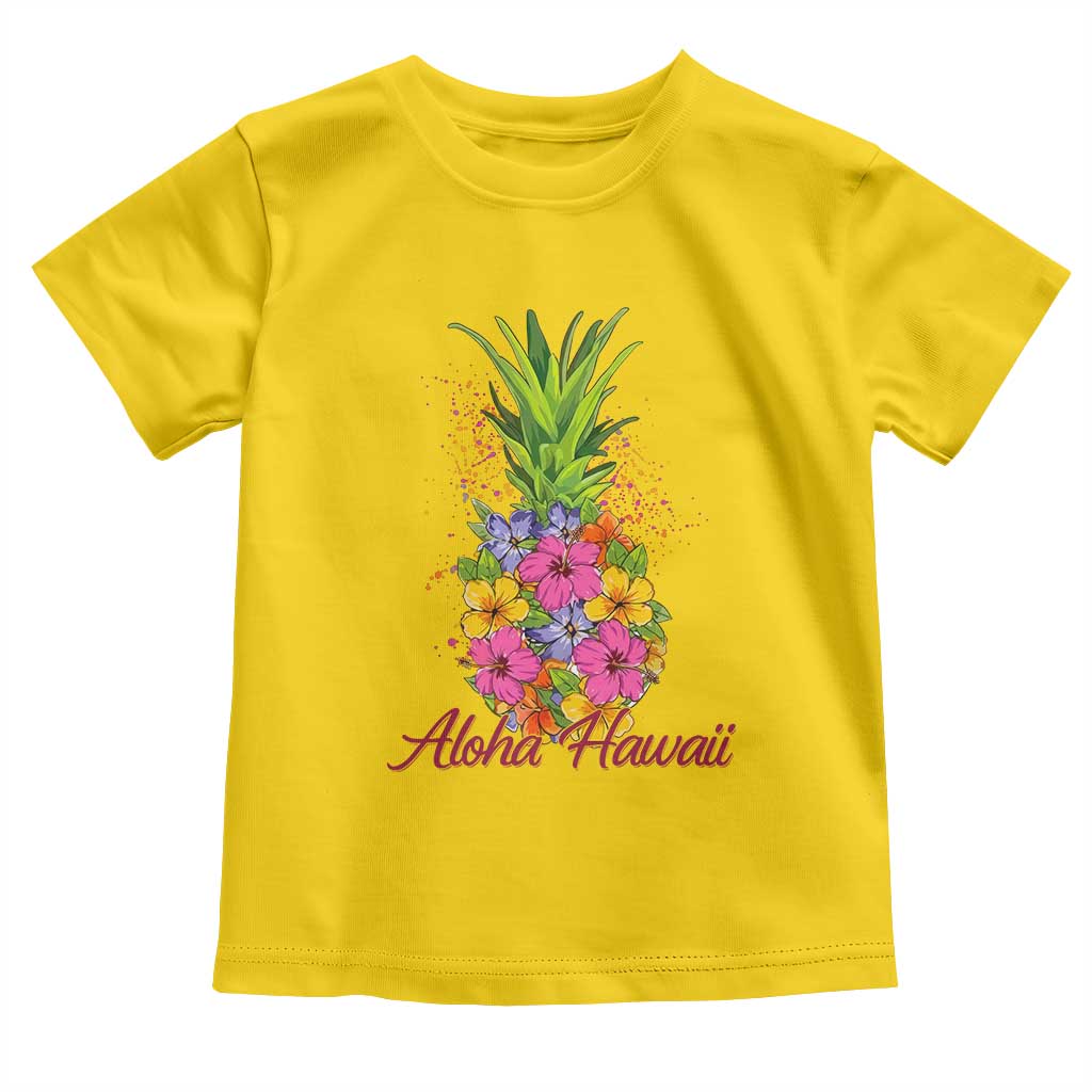 Tropical Floral Pineapple Aloha Hawaii Toddler T Shirt Hawaiian Island Vacation Graphic TS12 Daisy Print Your Wear