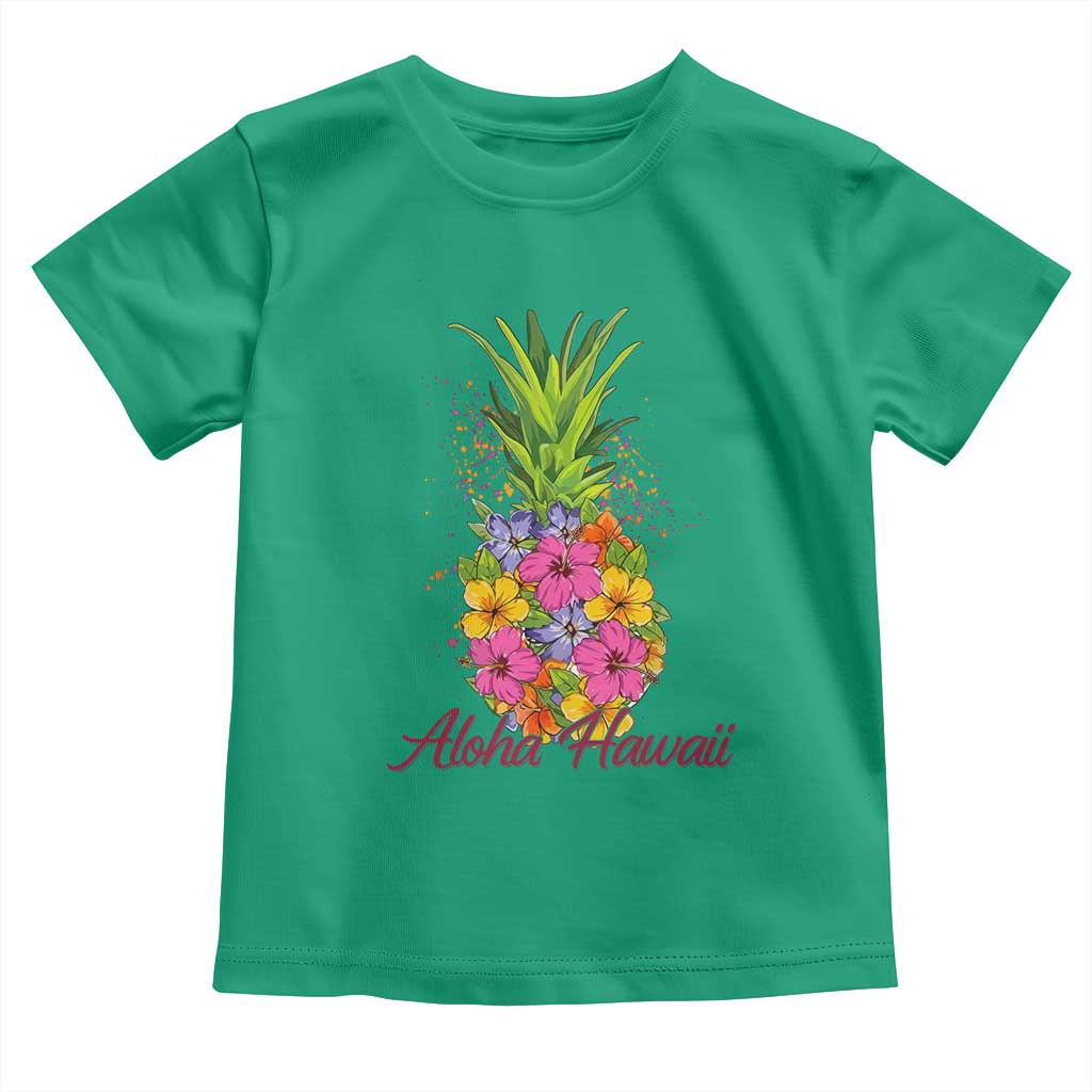 Tropical Floral Pineapple Aloha Hawaii Toddler T Shirt Hawaiian Island Vacation Graphic TS12 Irish Green Print Your Wear