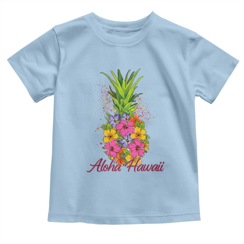 Tropical Floral Pineapple Aloha Hawaii Toddler T Shirt Hawaiian Island Vacation Graphic TS12 Light Blue Print Your Wear