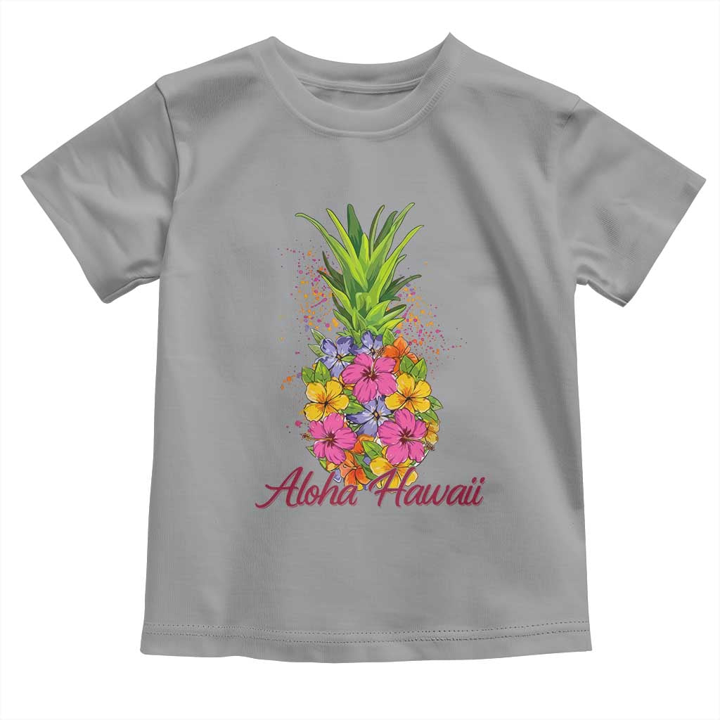 Tropical Floral Pineapple Aloha Hawaii Toddler T Shirt Hawaiian Island Vacation Graphic TS12 Sport Gray Print Your Wear