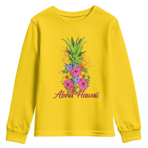 Tropical Floral Pineapple Aloha Hawaii Youth Sweatshirt Hawaiian Island Vacation Graphic TS12 Daisy Print Your Wear