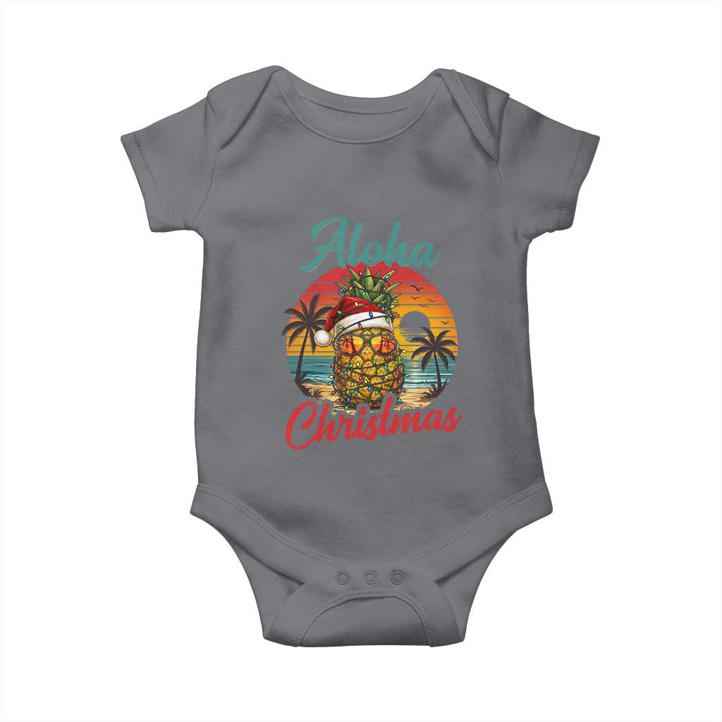 Aloha Tropical Pineapple Christmas Baby Onesie Vintage Beach Xmas Gift TS12 Charcoal Print Your Wear