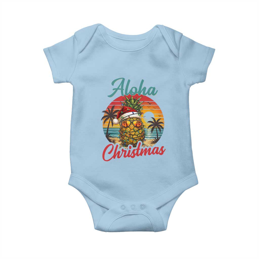 Aloha Tropical Pineapple Christmas Baby Onesie Vintage Beach Xmas Gift TS12 Light Blue Print Your Wear