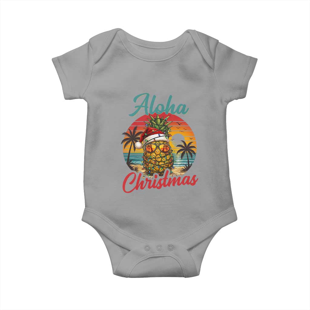 Aloha Tropical Pineapple Christmas Baby Onesie Vintage Beach Xmas Gift TS12 Sport Gray Print Your Wear