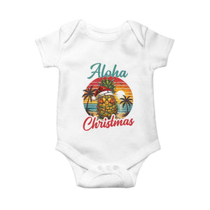Aloha Tropical Pineapple Christmas Baby Onesie Vintage Beach Xmas Gift TS12 White Print Your Wear