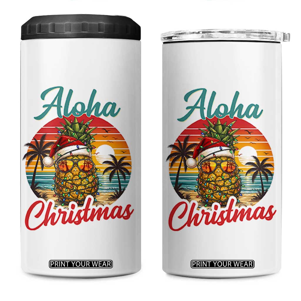 Aloha Tropical Pineapple Christmas 4 in 1 Can Cooler Tumbler Vintage Beach Xmas Gift TS12 One Size: 16 oz White Print Your Wear