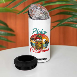 Aloha Tropical Pineapple Christmas 4 in 1 Can Cooler Tumbler Vintage Beach Xmas Gift TS12 Print Your Wear