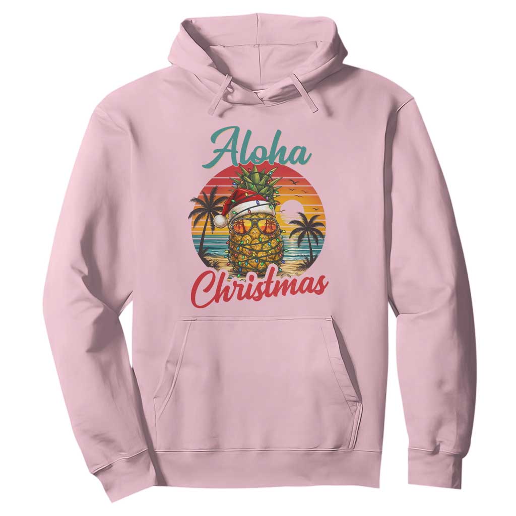 Aloha Tropical Pineapple Christmas Hoodie Vintage Beach Xmas Gift TS12 Light Pink Print Your Wear