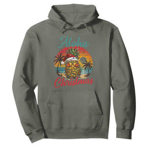 Aloha Tropical Pineapple Christmas Hoodie Vintage Beach Xmas Gift TS12 Military Green Print Your Wear