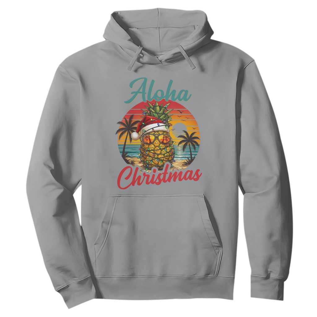 Aloha Tropical Pineapple Christmas Hoodie Vintage Beach Xmas Gift TS12 Sport Gray Print Your Wear